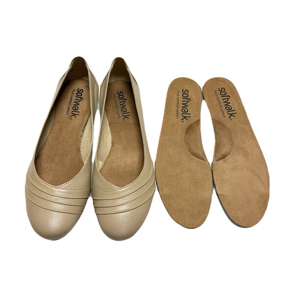 NEW SoftWalk Womens Size 6 Mocha Leather Safi Ballet Flat Arch Support $105 - Picture 6 of 9